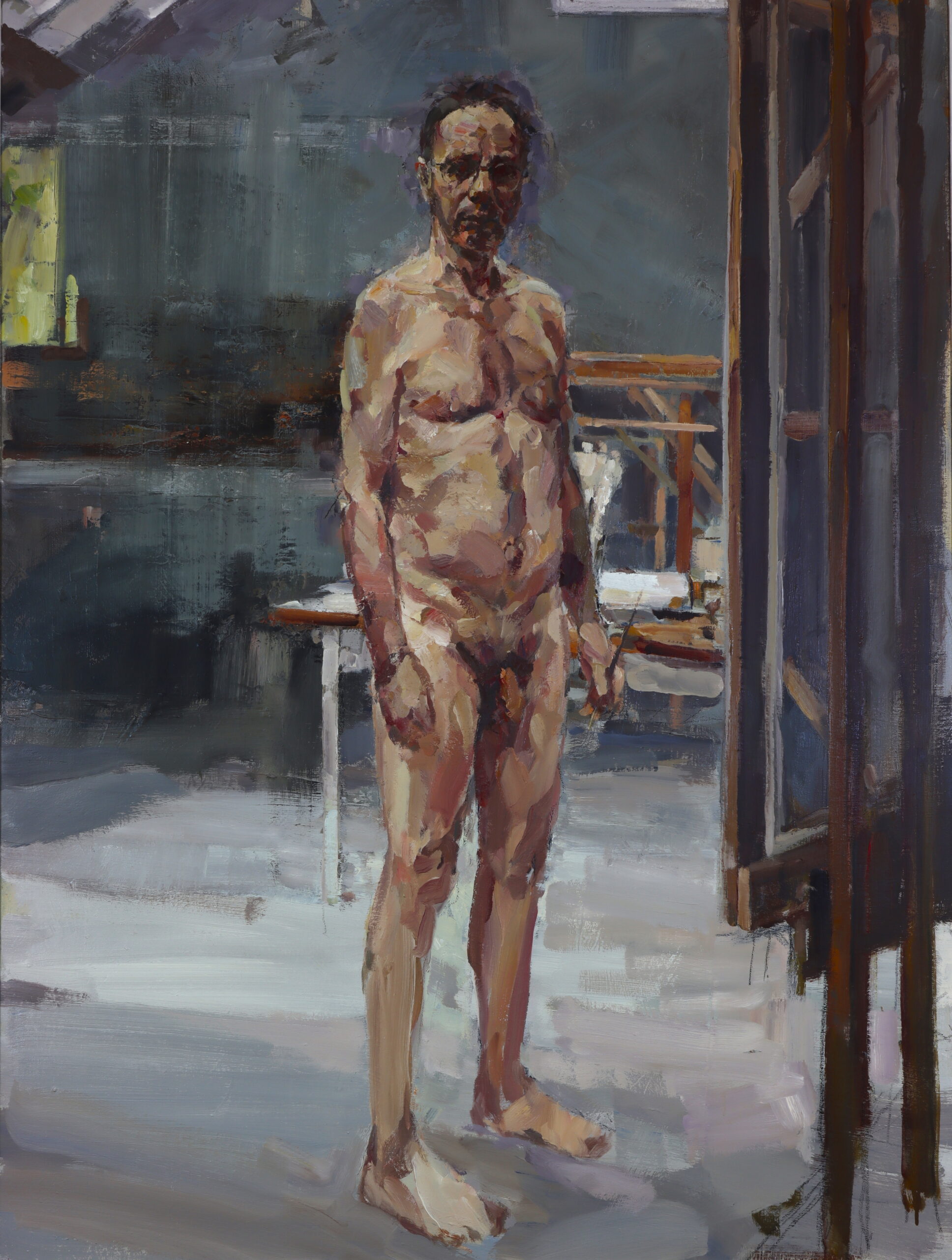 nude man standing self portrait