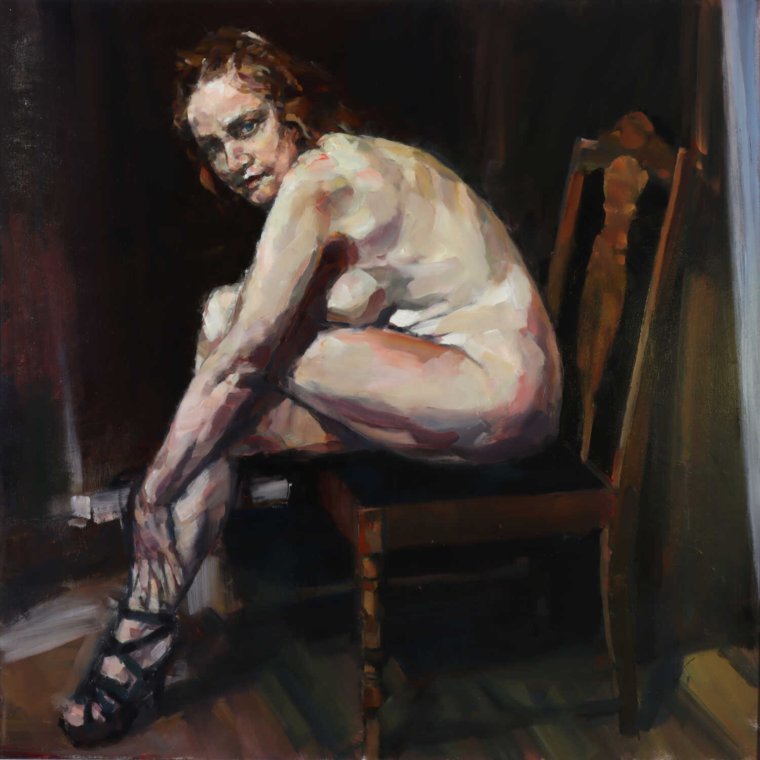 seated female nude, oil on canvas